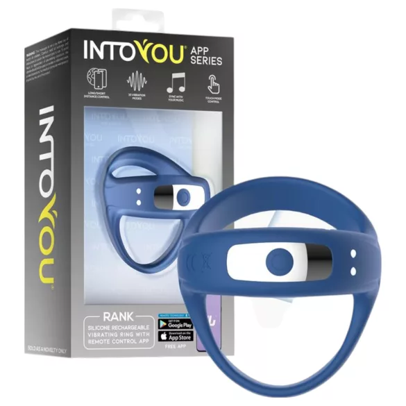 INTOYOU - inel penis și testicule cu vibrații inteligent - silicon albastru