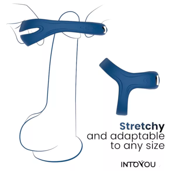 INTOYOU - inel penis și testicule cu vibrații inteligent - silicon albastru