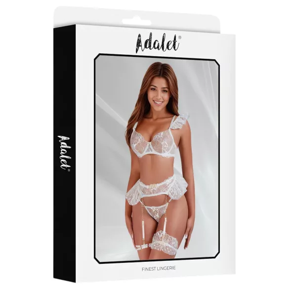 Adalet Natalie - set lenjerie sexy din dantelă - alb - L/XL
