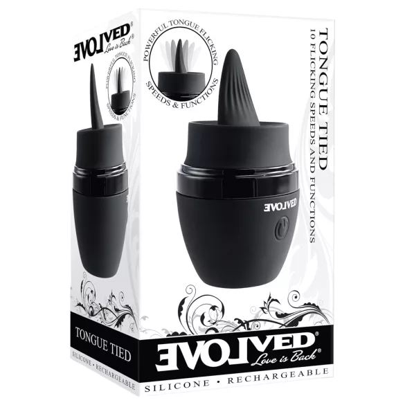 Evolved Tongue Tied - vibrator cu limbă, reîncărcabil (negru)
