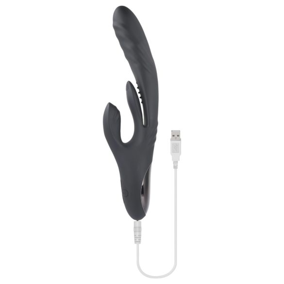 Playboy Rapid Rabbit - vibrator pentru punctul G cu braț clitoridian - negru