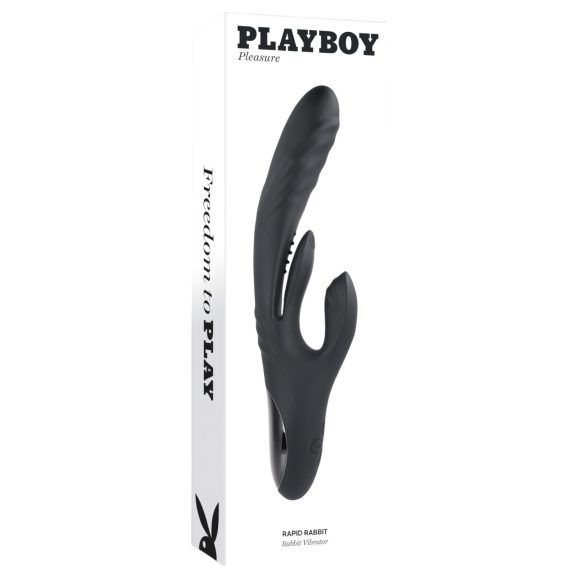 Playboy Rapid Rabbit - vibrator pentru punctul G cu braț clitoridian - negru