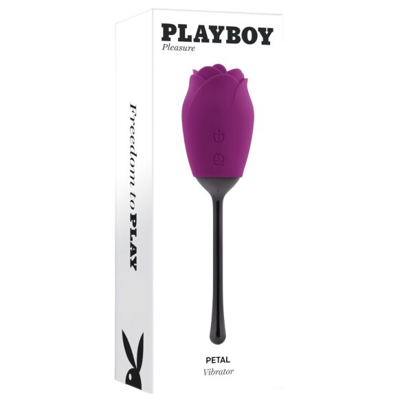 Playboy - vibrator tip petală cu limbă, rezistent la apă, reîncărcabil, mov