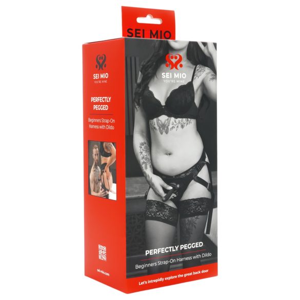 Sei Mio - dildo cu ham pentru strap-on - 12,5 cm - negru