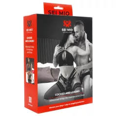 Sei Mio - dildo cu ham pentru strap-on - 15 cm - negru