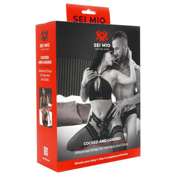 Sei Mio - dildo cu ham pentru purtat - 15 cm (negru)