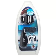   XR Brands - Trinity - căciulă vibrator pentru gland cu două ouă (negru-argintiu)