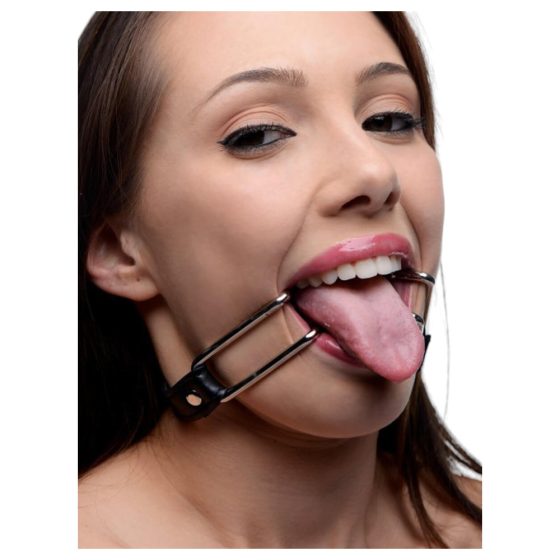Strict - dispozitiv cu cârlige pentru deschiderea gurii (negru-argintiu)