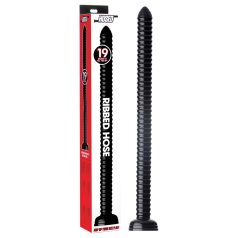   HOSED - dildou anal cu ventuză - nervurat - silicon negru 19 cm