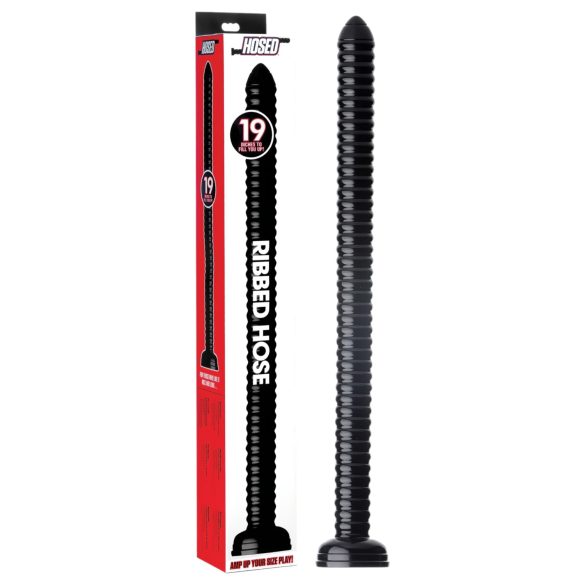 HOSED Furtun cu striații 19 - dildo anal cu ventuză (negru)