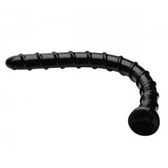   Hosed Swirl Anal Snake 18 - dildo anal cu ventuza, cu forma spiralata (negru)