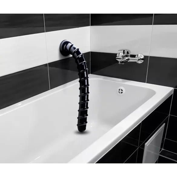 Hosed Swirl Tchick - Dildou anal cu formă ondulată - silicon negru 18 cm