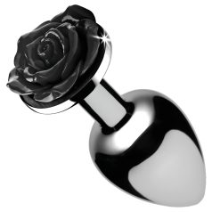   Booty Sparks Black Rose - plug anal aluminiu - argintiu-negru