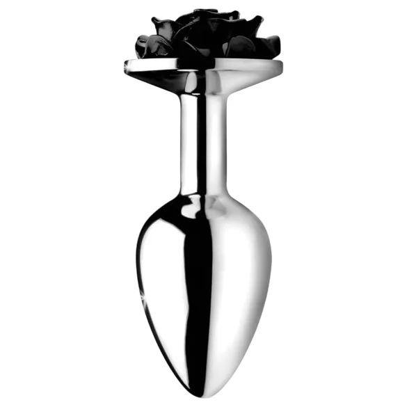 Booty Sparks Black Rose - dop anal din aluminiu (argintiu-negru)