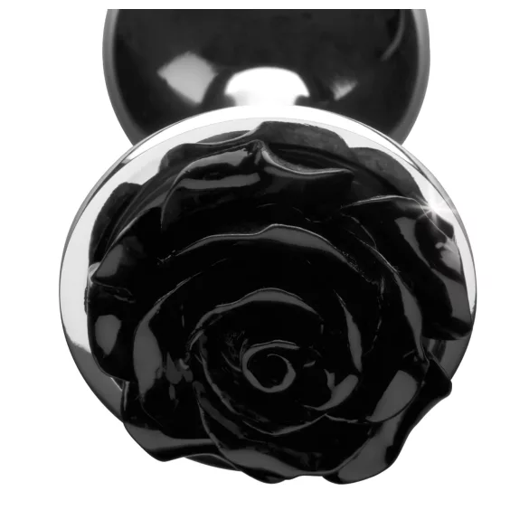 Booty Sparks Black Rose - dop anal din aluminiu (argintiu-negru)