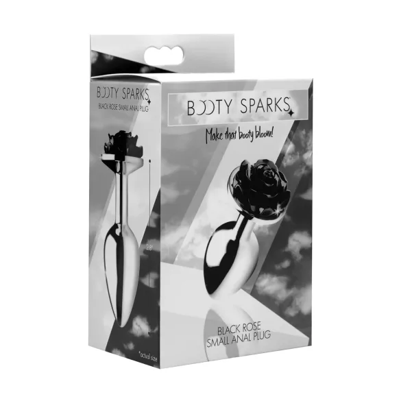 Booty Sparks Black Rose - dop anal din aluminiu (argintiu-negru)
