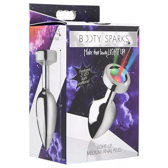 Booty Sparks - dop anal luminos - mărime medie - argintiu
