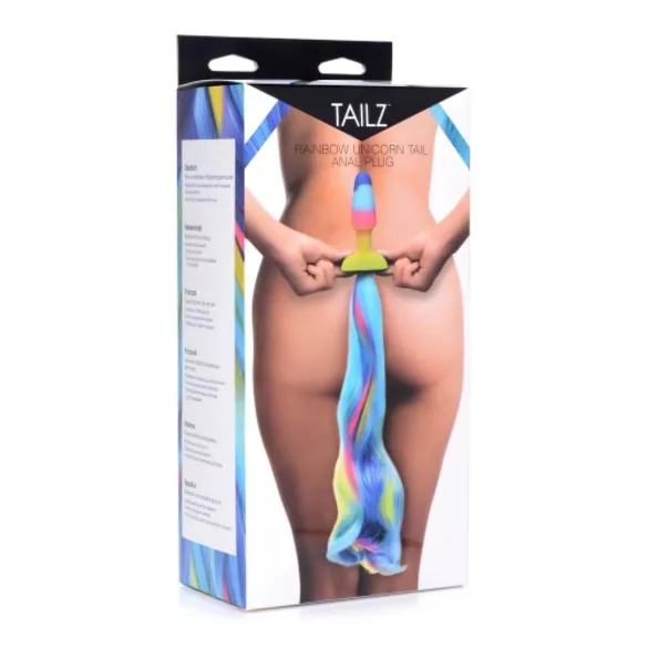TAILZ - dop anal din silicon cu coadă de unicorn (curcubeu)