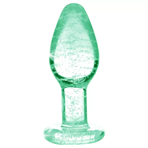 Booty Sparks Glow in the Dark S - dop anal din sticlă (transparent)