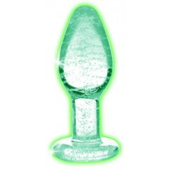   Booty Sparks Luminează în întuneric - dildo anal din sticlă (transparent) - mic