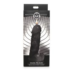   Dark Pecker - lumânare corporală - penis cu testicule - negru (352g)