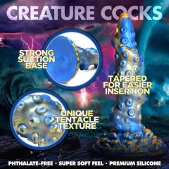  Creature Cocks Kraken - dildo cu tentacule spirale - 21cm (auriu-albastru)