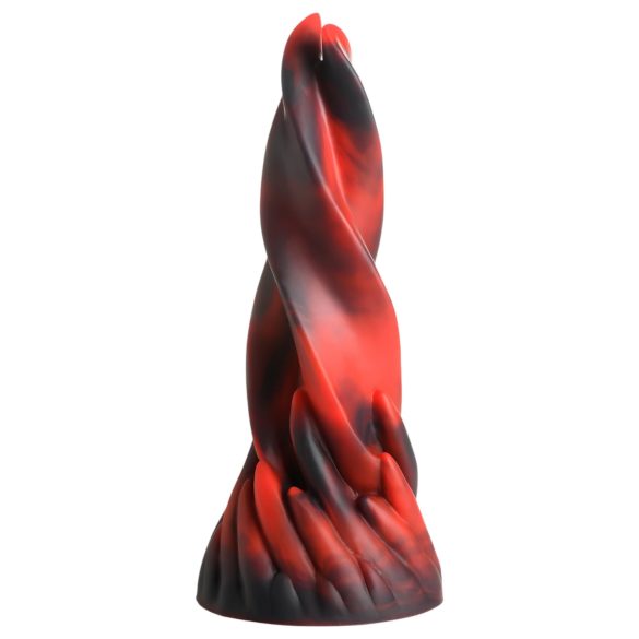 Hell Kiss: dildo din silicon răsucit - 19cm (roșu)