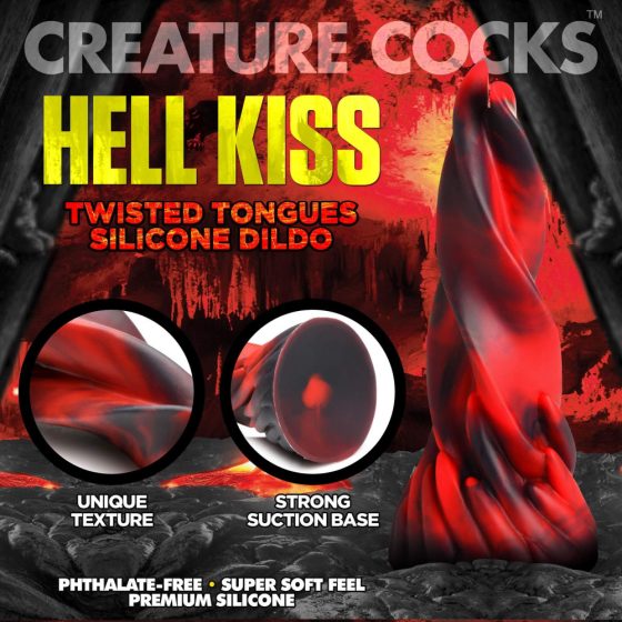 Sărutul Iadului de la Creature Cocks - dildo din silicon înfășurat - 19cm (roșu)