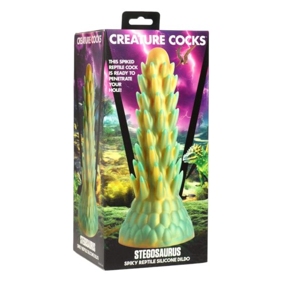 Creature Cocks Stegosaurus - vibrator din silicon cu vârf - 20 cm (verde)