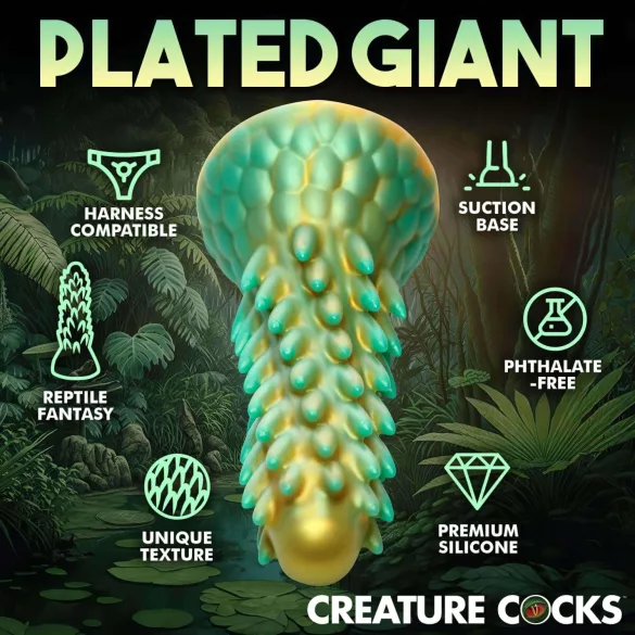 Creature Cocks - dildo stegosaurus - silicon - 20cm - verde