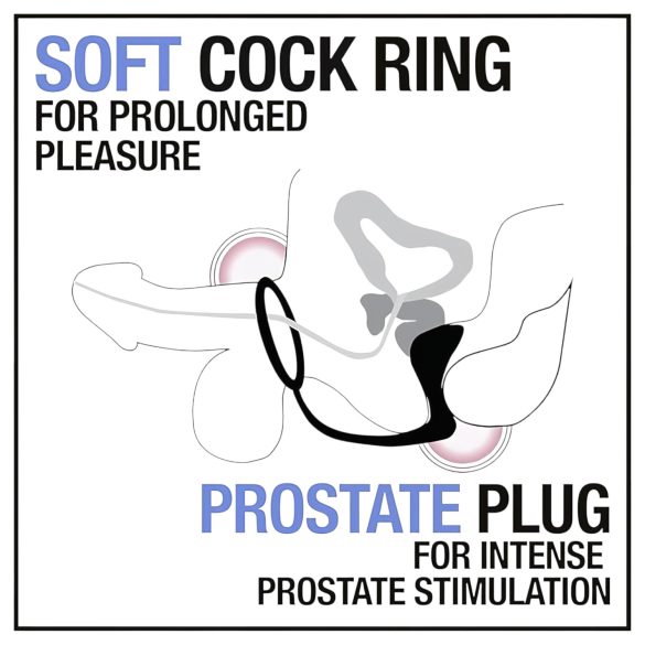 Anal Adventures Platinum - dildo anal cu inel penian - silicon negru