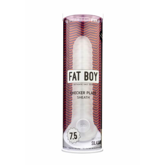 Fat Boy Checker Box - husă pentru penis (19cm) - alb deschis