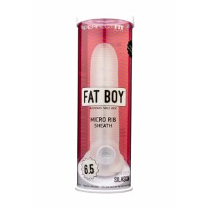 Fat Boy Micro Ribbed - prelata pentru penis (17cm) - alb lapte