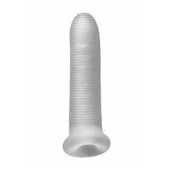   Fat Boy Micro Ribbed - prelata pentru penis (17cm) - alb lapte
