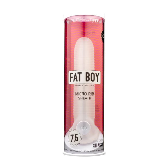 Fat Boy - mânecă penis cu striații micro - 19cm - alb