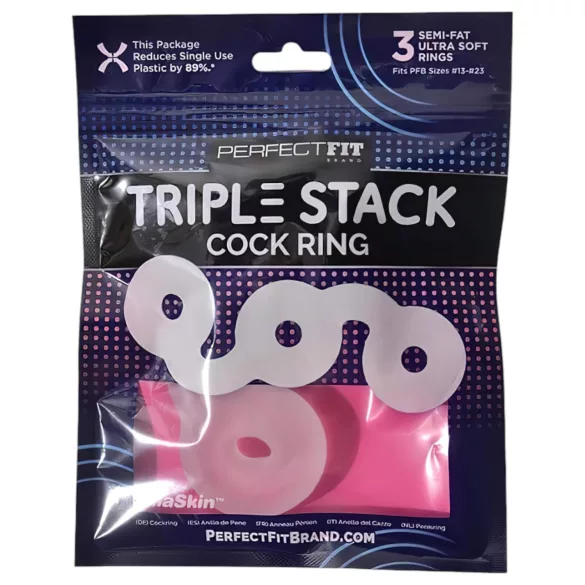 Perfect Fit Triple - set inele pentru penis - 3 bucăți - alb