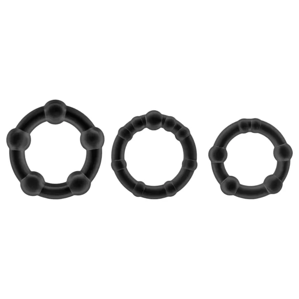 Stay Hard - set inele pentru penis - silicon negru