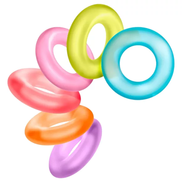 King of the Ring - set inele pentru penis - silicon colorat (6 bucăți)