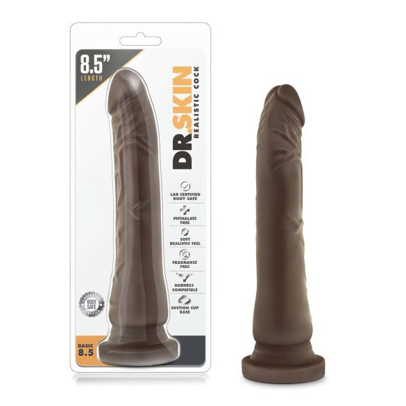 Dr. Skin - dildo realist cu ventuză - maro 20,5cm