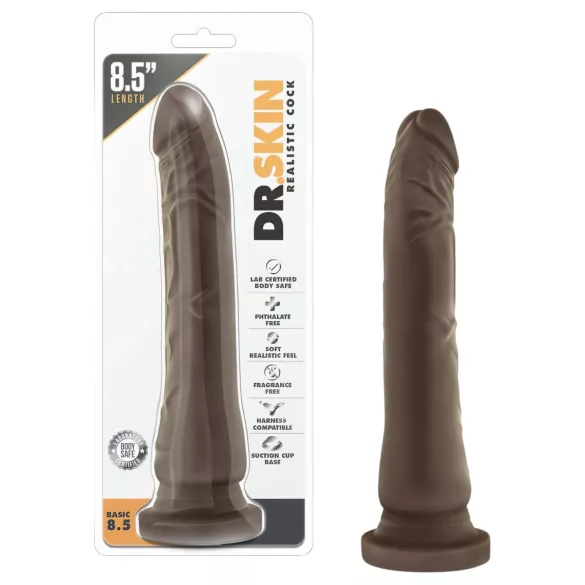 Dr. Skin 8,5 - dildo realist cu ventuză (maro, 20,5 cm)