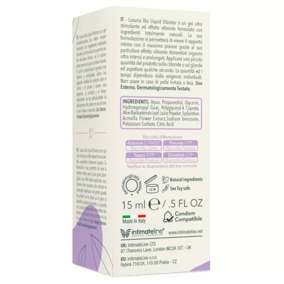 Intimateline Luxuria BIO - gel vibrator lichid pentru femei (15 ml)