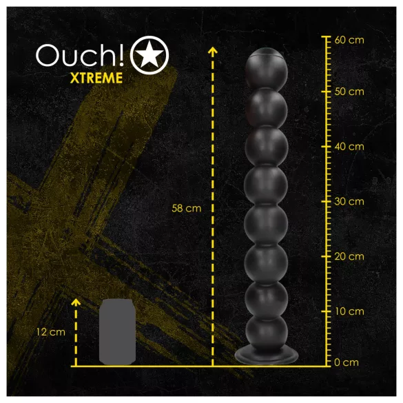 Ouch! Balls of Lust - șirag anal gigantic de bile (negru) - 55 cm