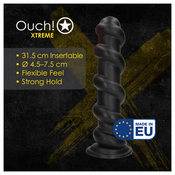 Ouch! Hole Driller - dop anal gigantic (negru) - 31,5 cm