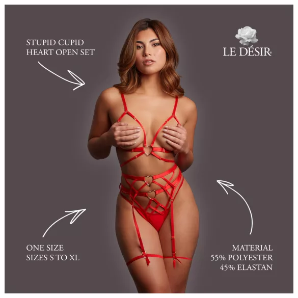 Le Désir Stupid Cupid - set deschis cu inimioare (roșu)