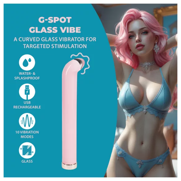 Loveline - vibrator din sticlă cu punctul G (roz)