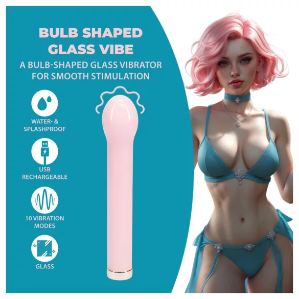 Loveline - vibrator de sticlă cu cap sferic (roz)