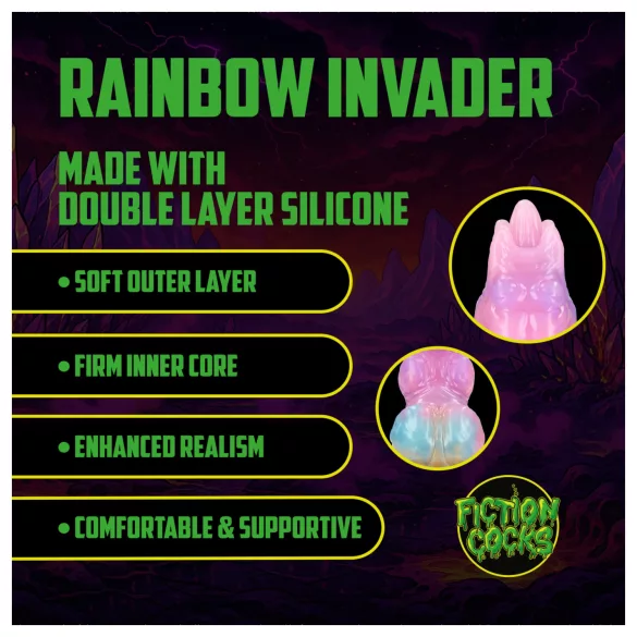 Aoleu! Rainbow Invader - dildo fantezie din silicon (curcubeu)
