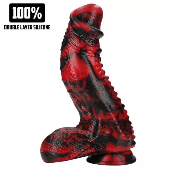 Ouch! Dark Lycan Spawn - dildo fantezie din silicon (roșu-negru)