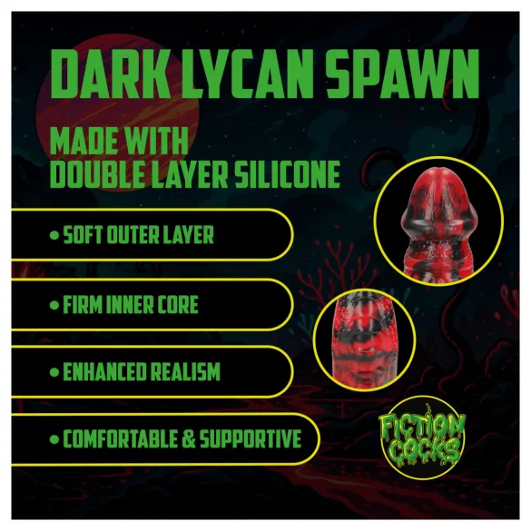 Ouch! Dark Lycan Spawn - dildo fantezie din silicon (roșu-negru)