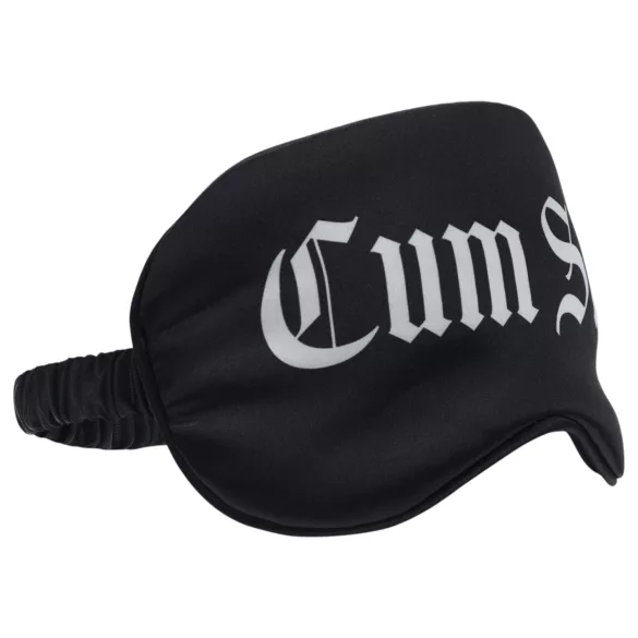 Au! - mască de ochi din satin inscripționată „Cum Slut” (neagră)